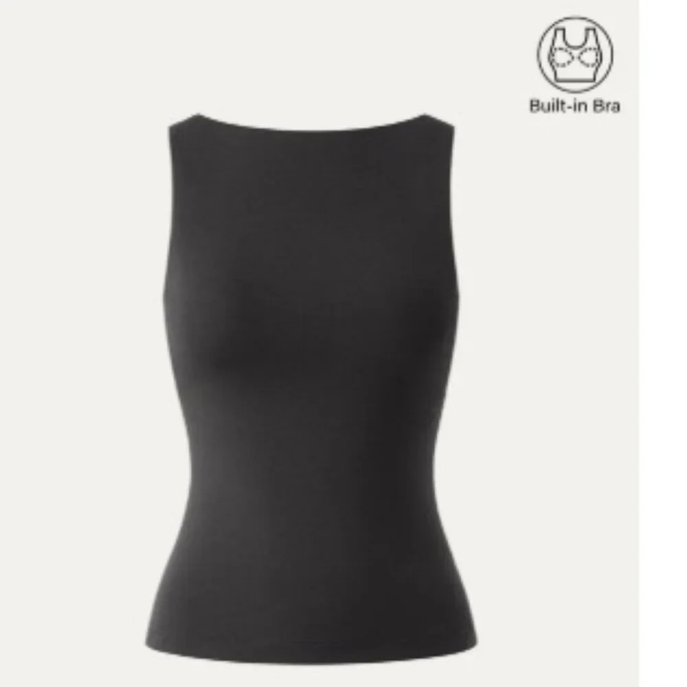OGL Stretch Cotton Boatneck Brami Tank, Black | Large NWT - Picture 3 of 7